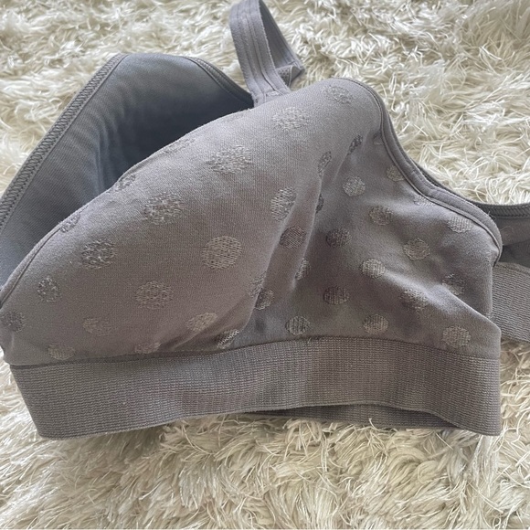 Gray Elastic Bralette Embroidered Polka Dots 34C - Picture 6 of 8